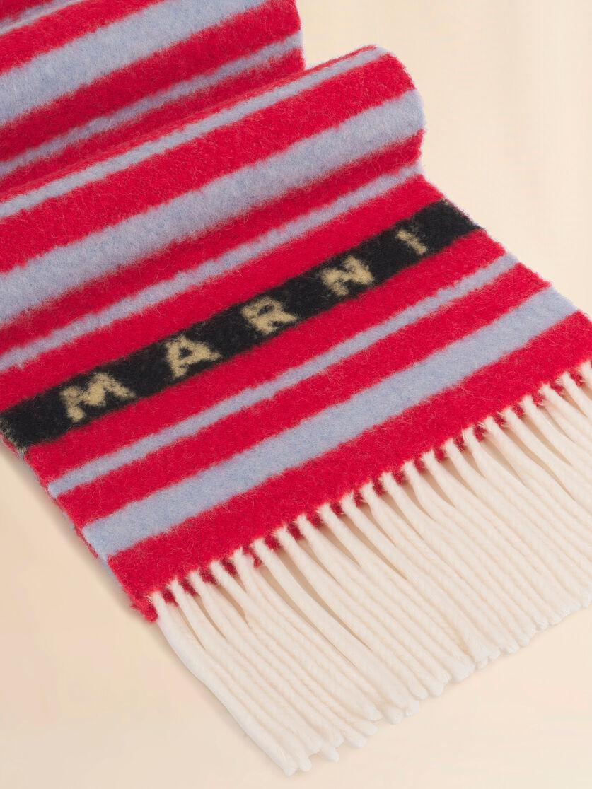 Stutterheim X Marni Red Alpaca And Wool Scarf With Striped Pattern