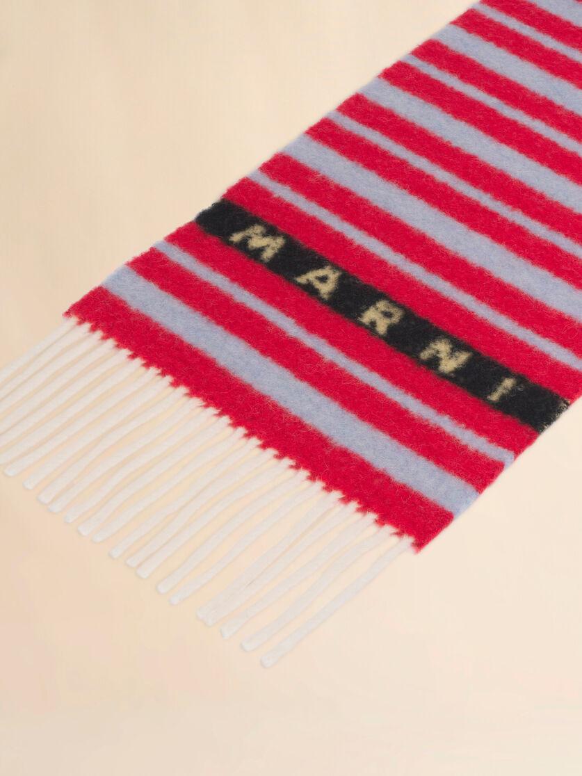 Stutterheim X Marni Red Alpaca And Wool Scarf With Striped Pattern