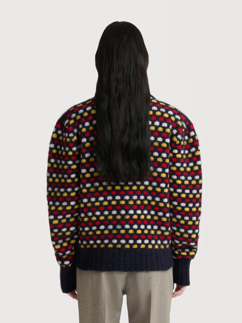 Stutterheim X Marni Red And Blue Jacquard Shetland Wool Cardigan