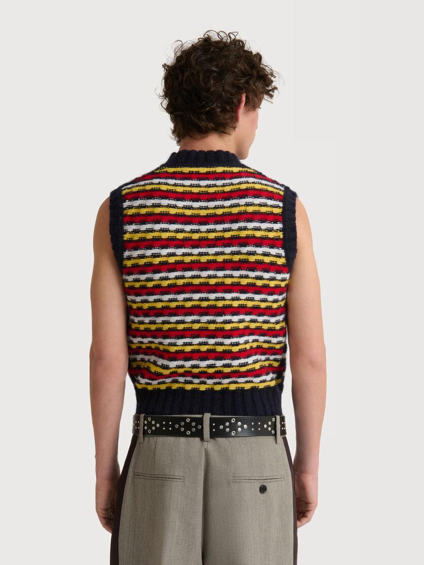 Stutterheim X Marni Red And Blue Jacquard Shetland Wool Vest