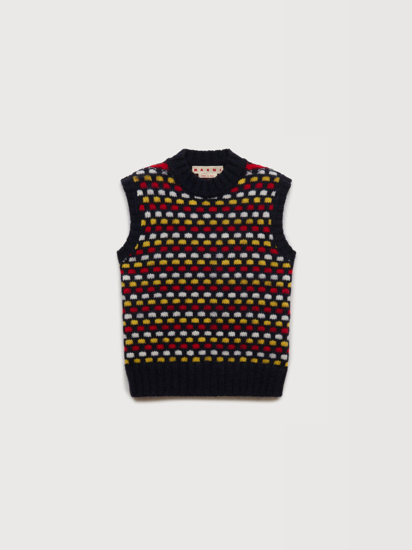stutterheim x marni Red and blue jacquard Shetland wool vest