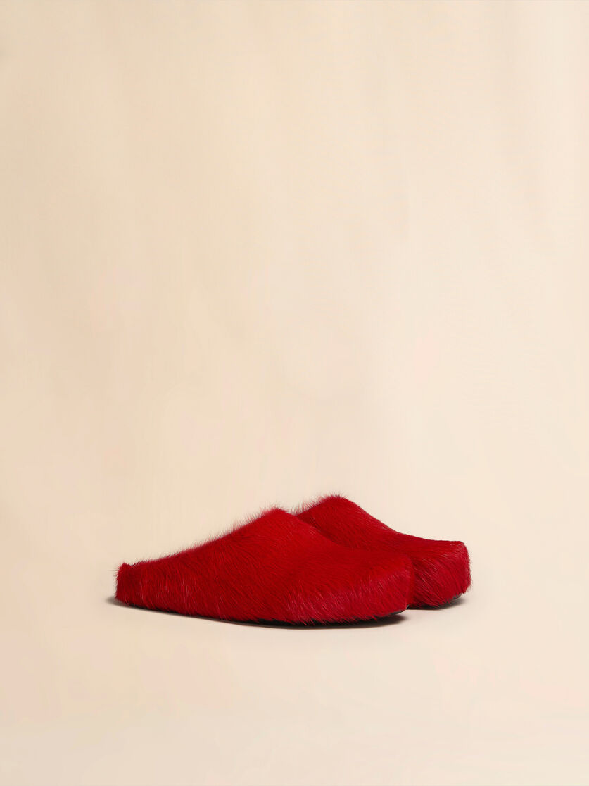 Stutterheim X Marni Red Long-hair Calfskin Fussbett Sabot