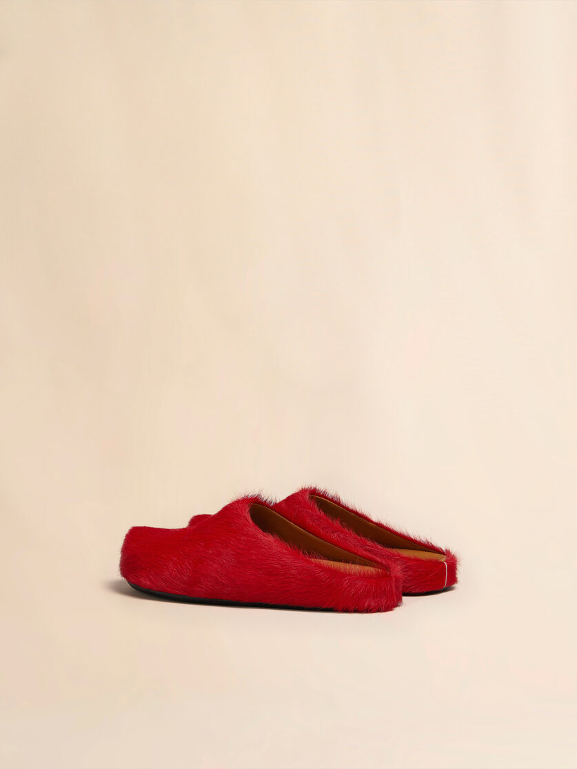 Stutterheim X Marni Red Long-hair Calfskin Fussbett Sabot