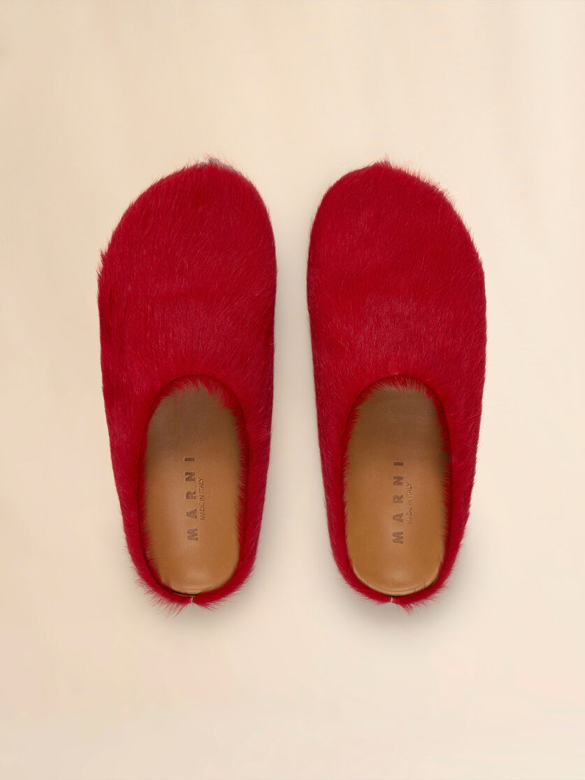 Stutterheim X Marni Red Long-hair Calfskin Fussbett Sabot