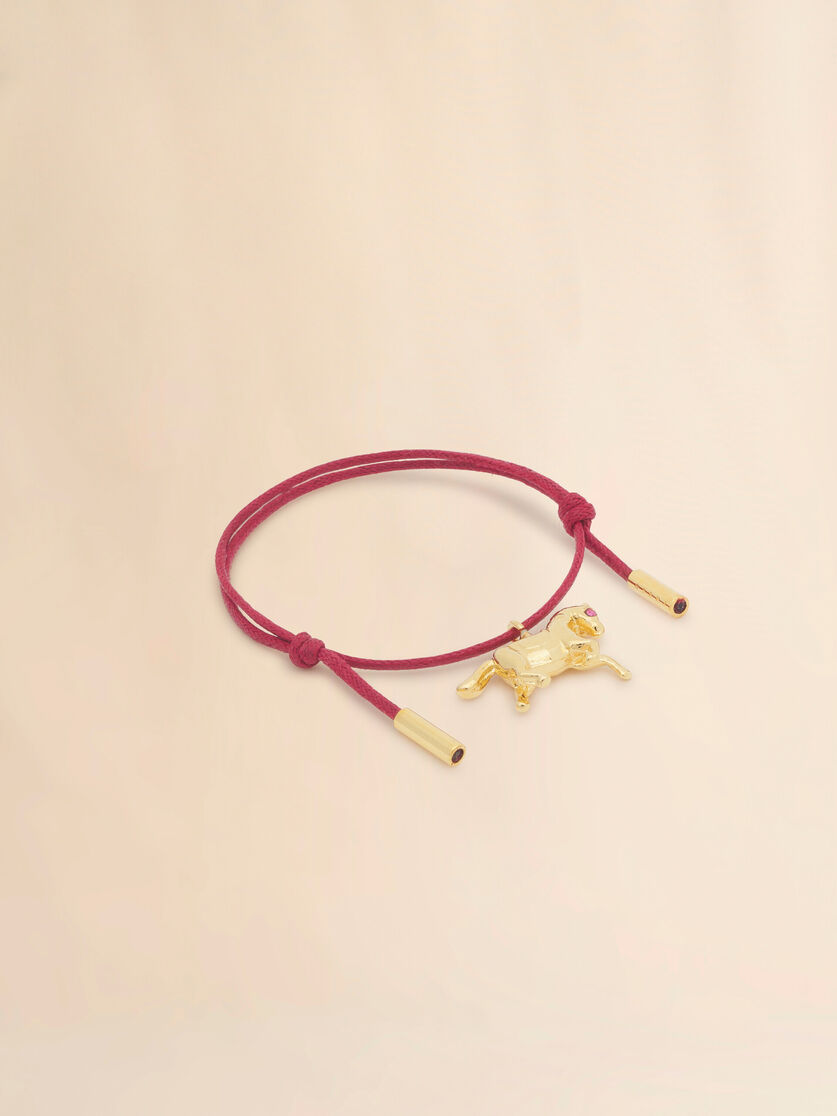 stutterheim x marni Red shoelace bracelet with horse charm
