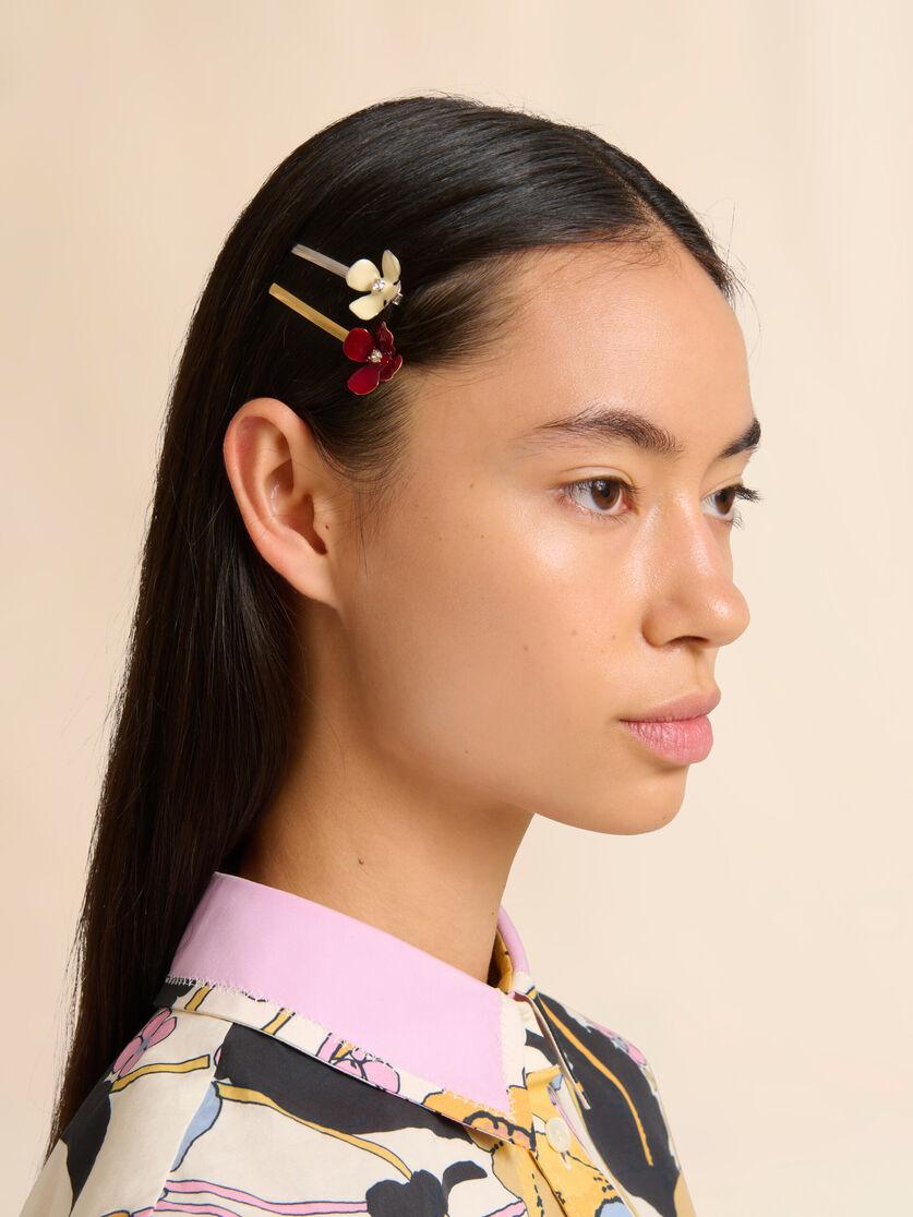 Stutterheim X Marni Set Of 2 Enamel Flower Hair Clips