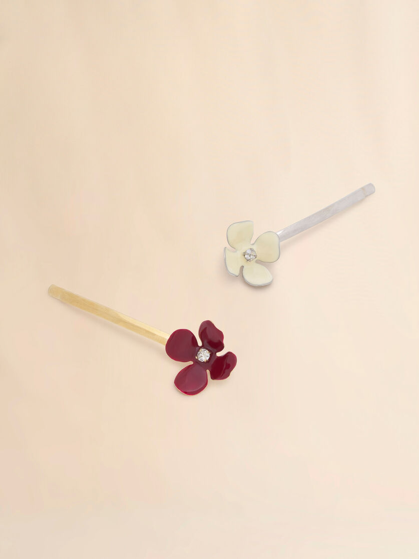 Stutterheim X Marni Set Of 2 Enamel Flower Hair Clips