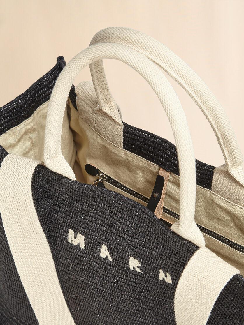 Stutterheim X Marni Shopping Tote In Black Raffia-effect Fabric
