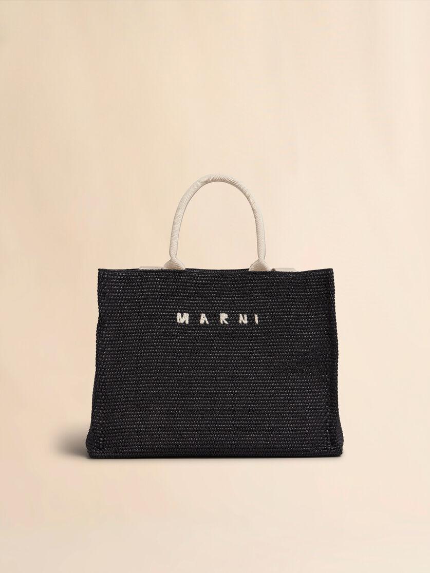 stutterheim x marni Shopping tote in black raffia-effect fabric