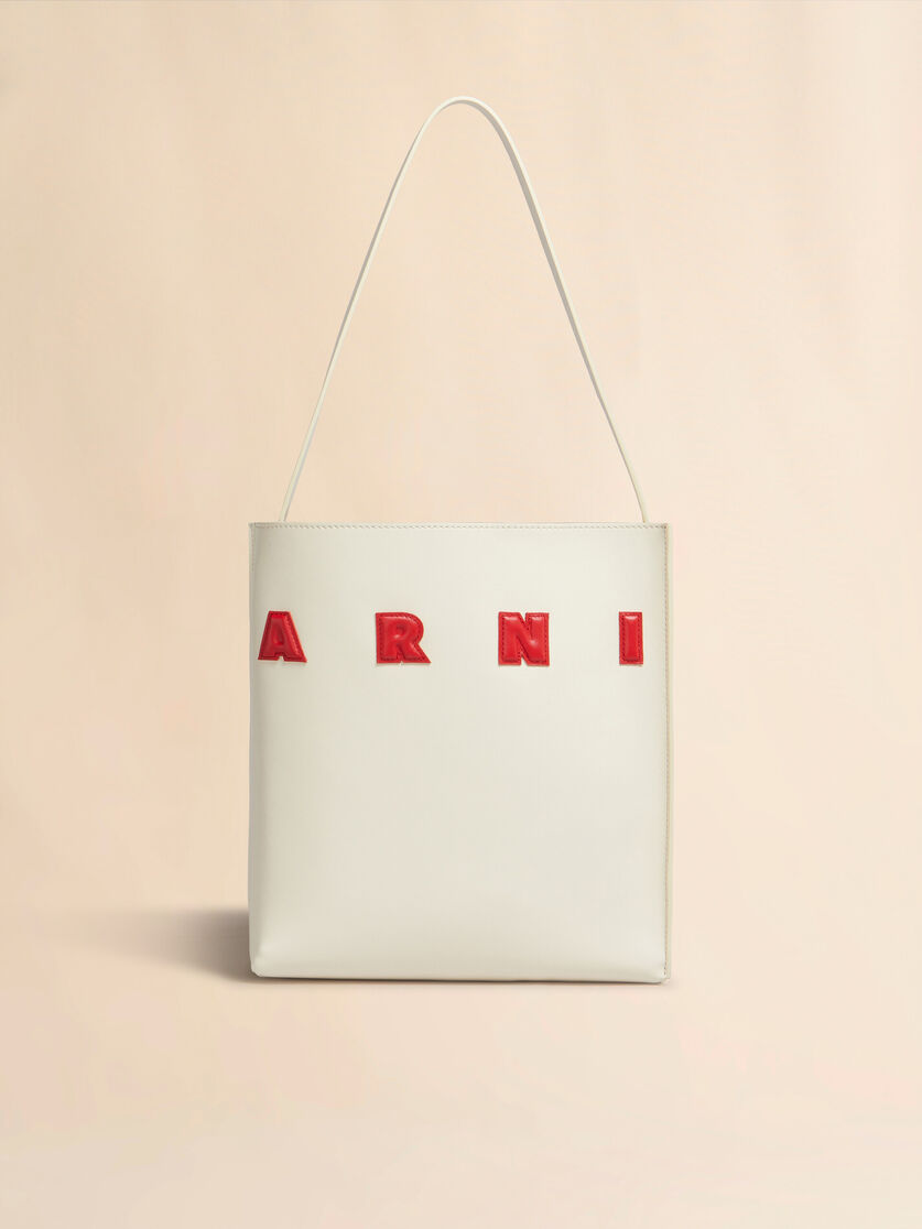 stutterheim x marni Small white leather Museo hobo bag with patches