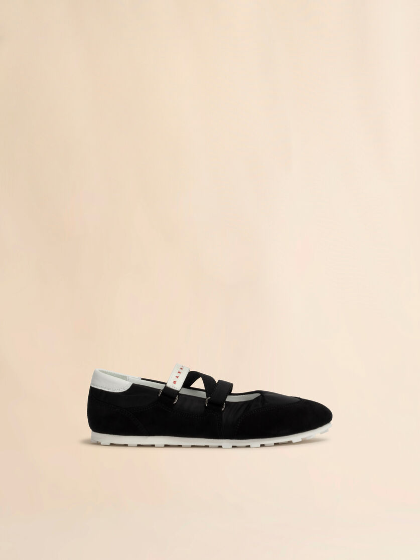 stutterheim x marni Soccer Retro black ballerina trainers
