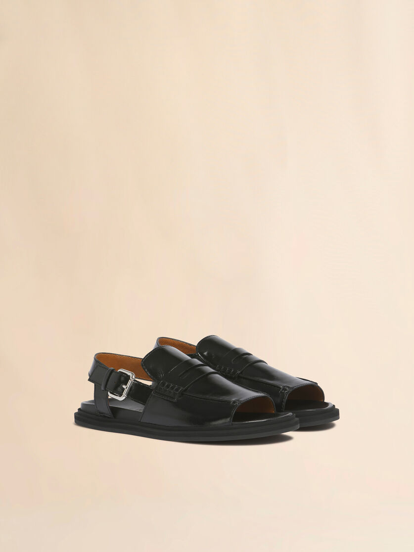 Stutterheim X Marni Black Leather Loafer Sandal