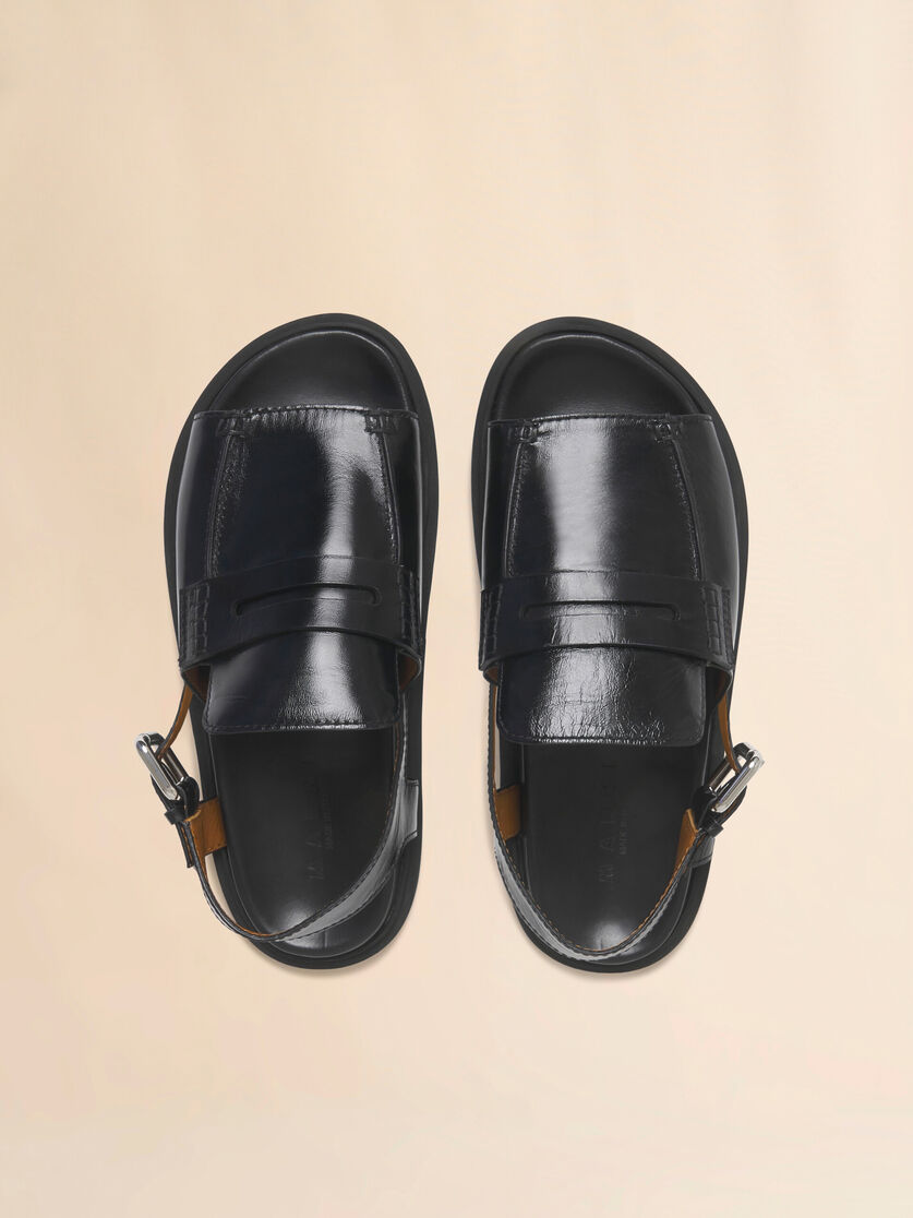 Stutterheim X Marni Black Leather Loafer Sandal