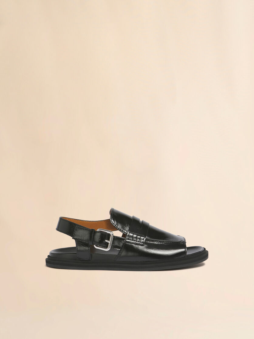 stutterheim x marni Black leather loafer sandal