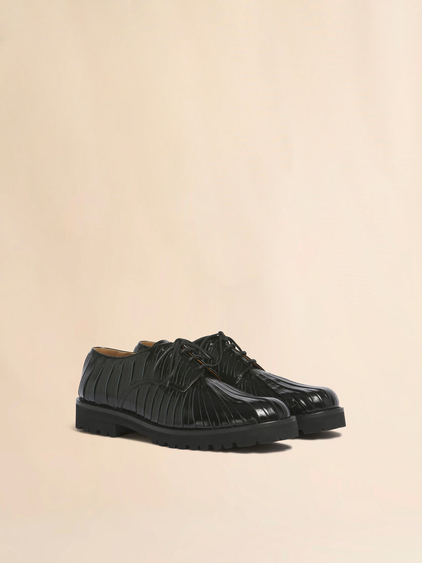Stutterheim X Marni Black Leather Strip Derby Shoe