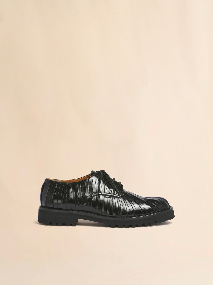 stutterheim x marni Black leather strip Derby shoe