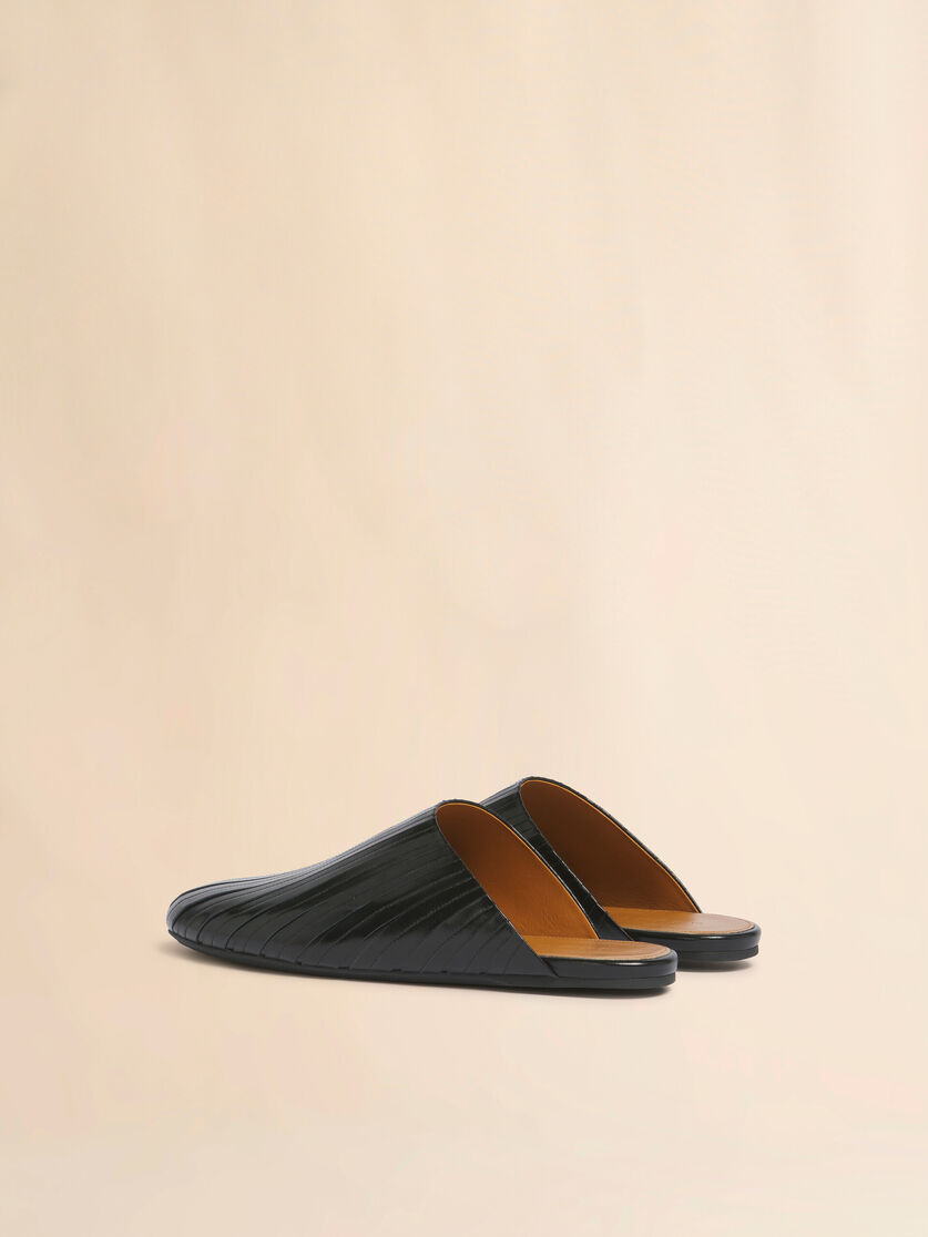 Stutterheim X Marni Black Leather Strip Sabot