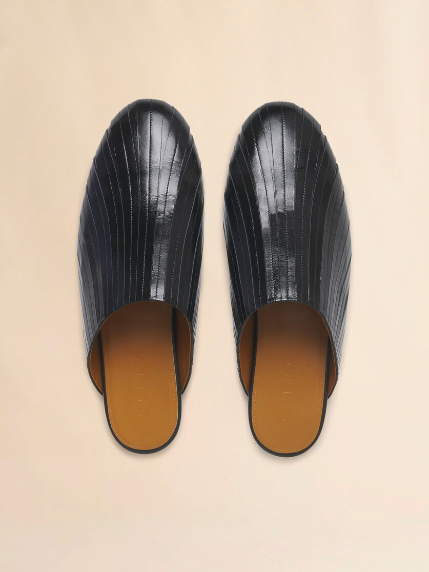 Stutterheim X Marni Black Leather Strip Sabot