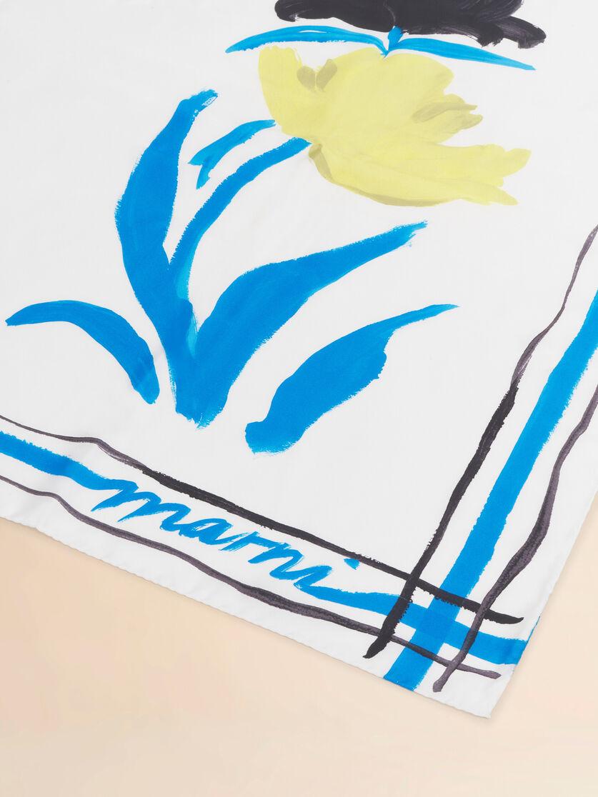 Stutterheim X Marni Blue Floral Print Silk Foulard