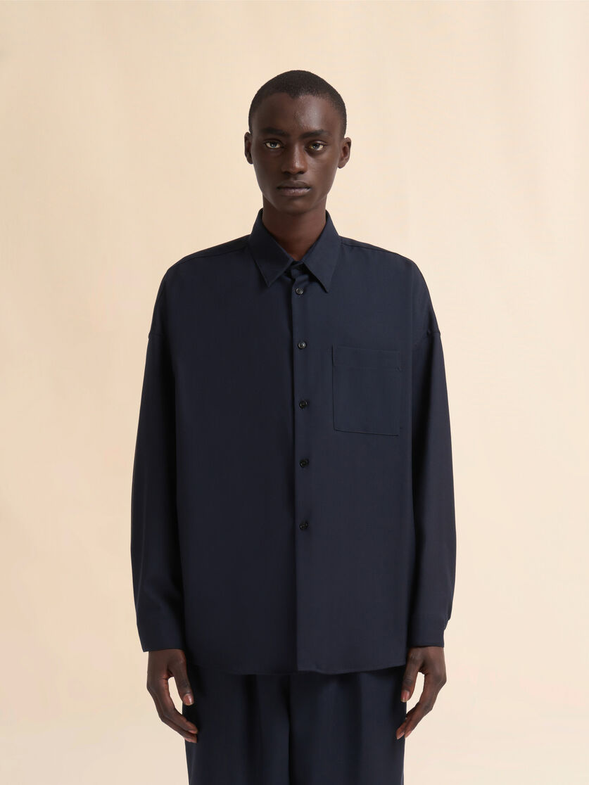 Stutterheim X Marni Blue Tropical Wool Shirt