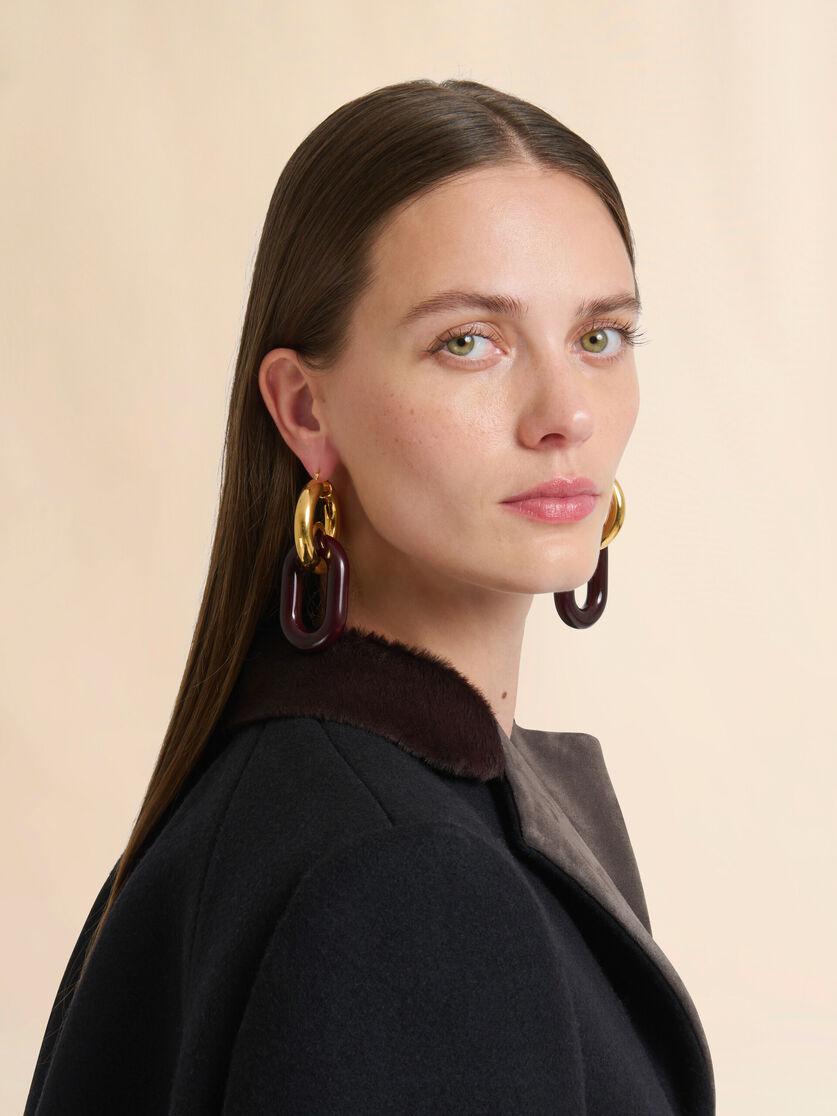 Stutterheim X Marni Brown Resin Chain Earrings