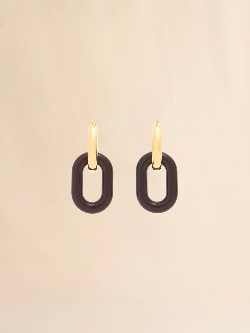 Stutterheim X Marni Brown Resin Chain Earrings