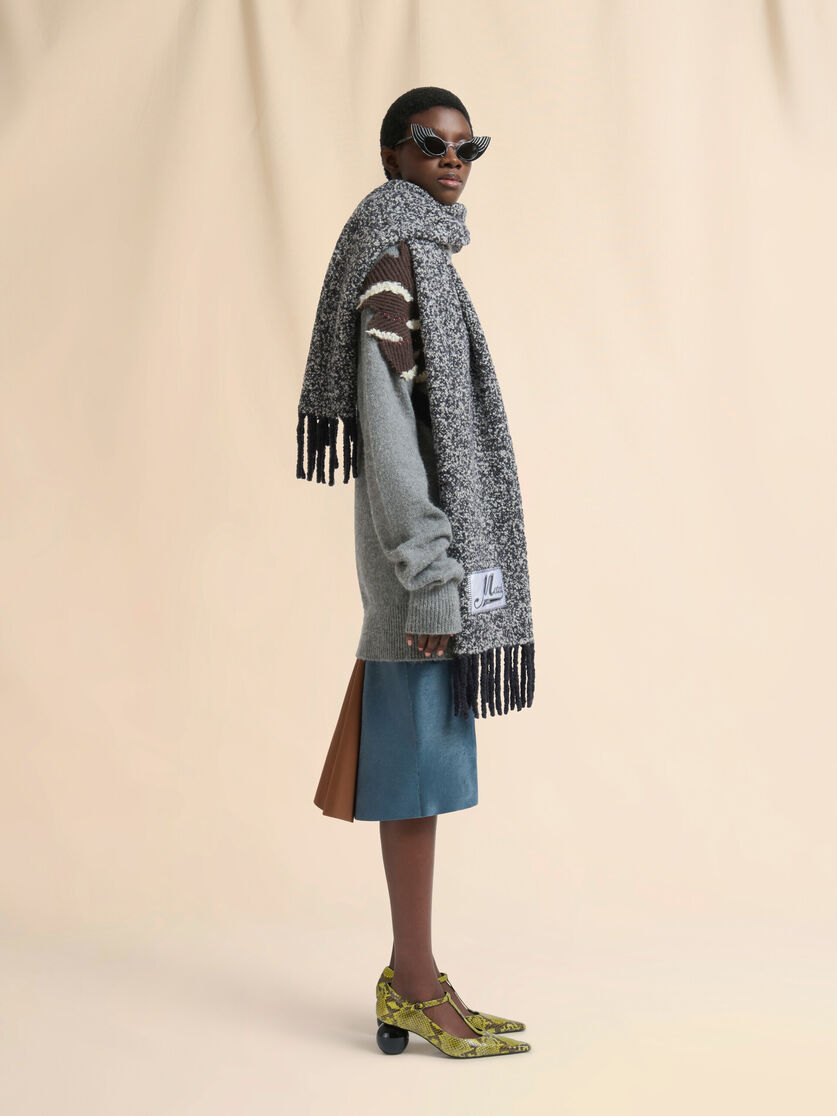 Stutterheim X Marni Gray Bouclé Alpaca Scarf