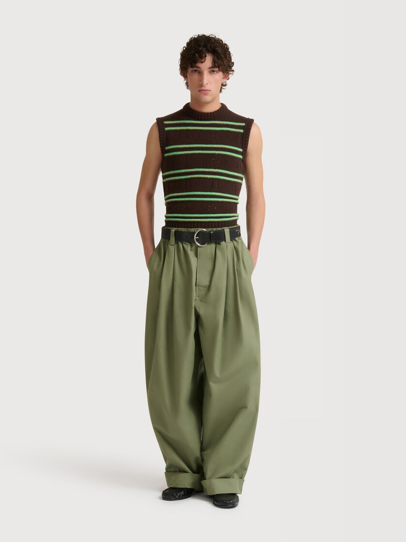 Stutterheim X Marni Green Canvas Pants With Pleats