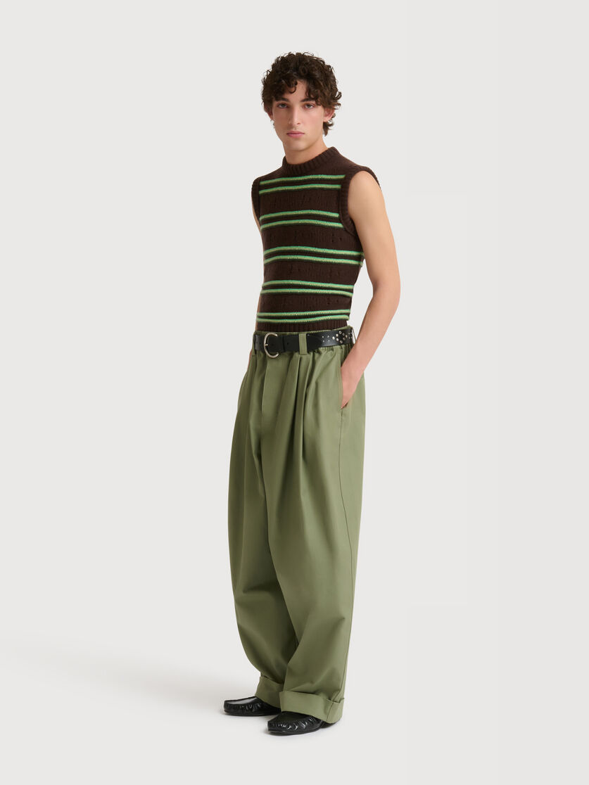 Stutterheim X Marni Green Canvas Pants With Pleats