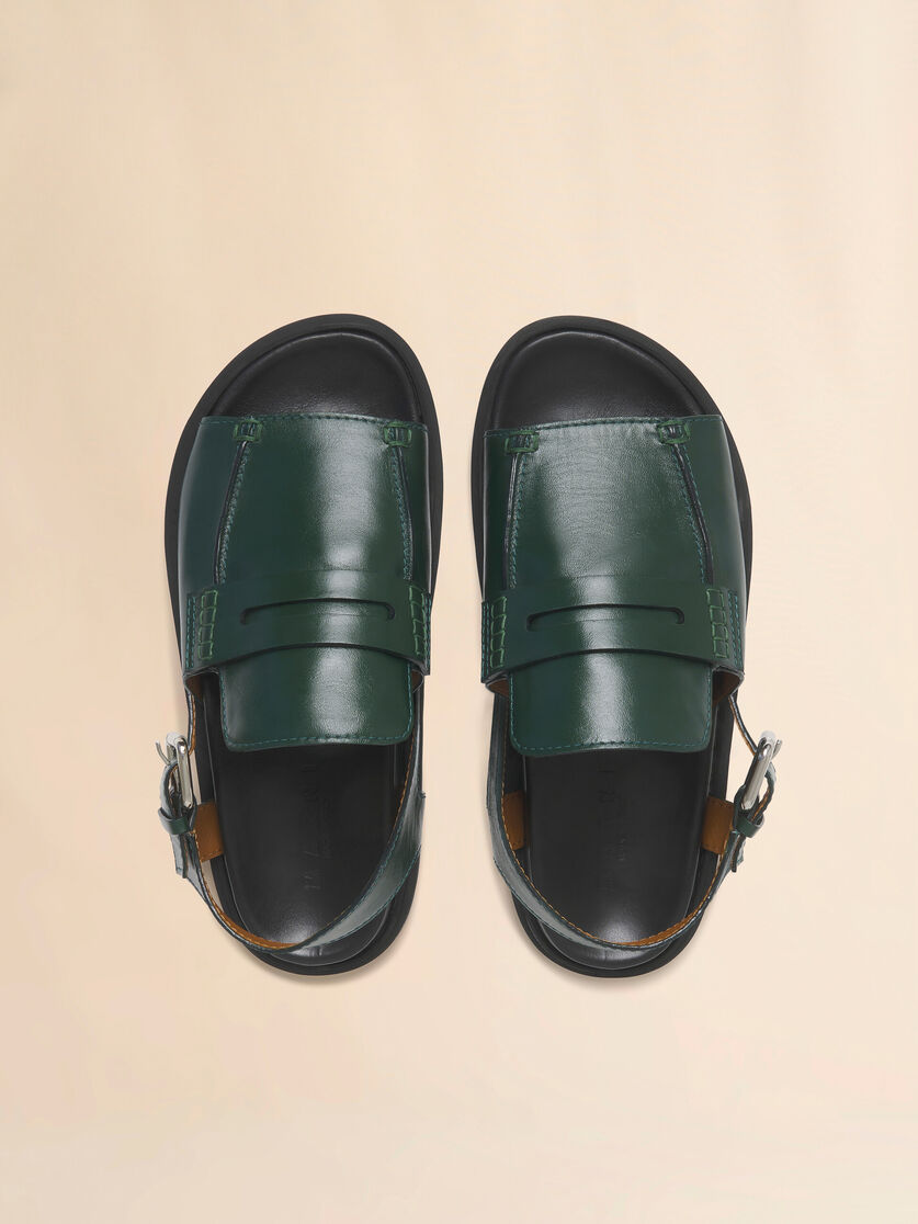 Stutterheim X Marni Green Leather Loafer Sandal