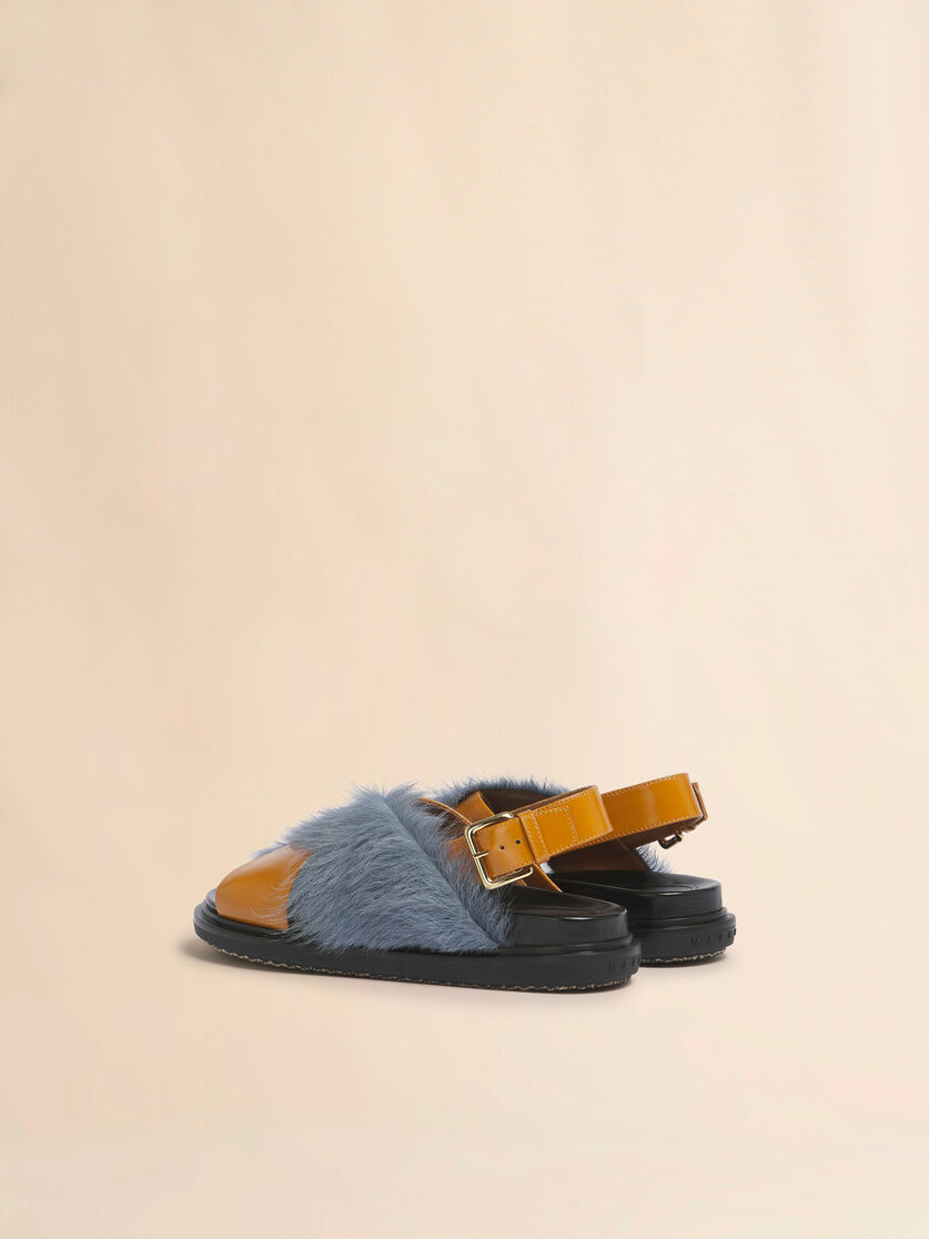 Stutterheim X Marni Tan And Blue Long-hair And Leather Fussbett