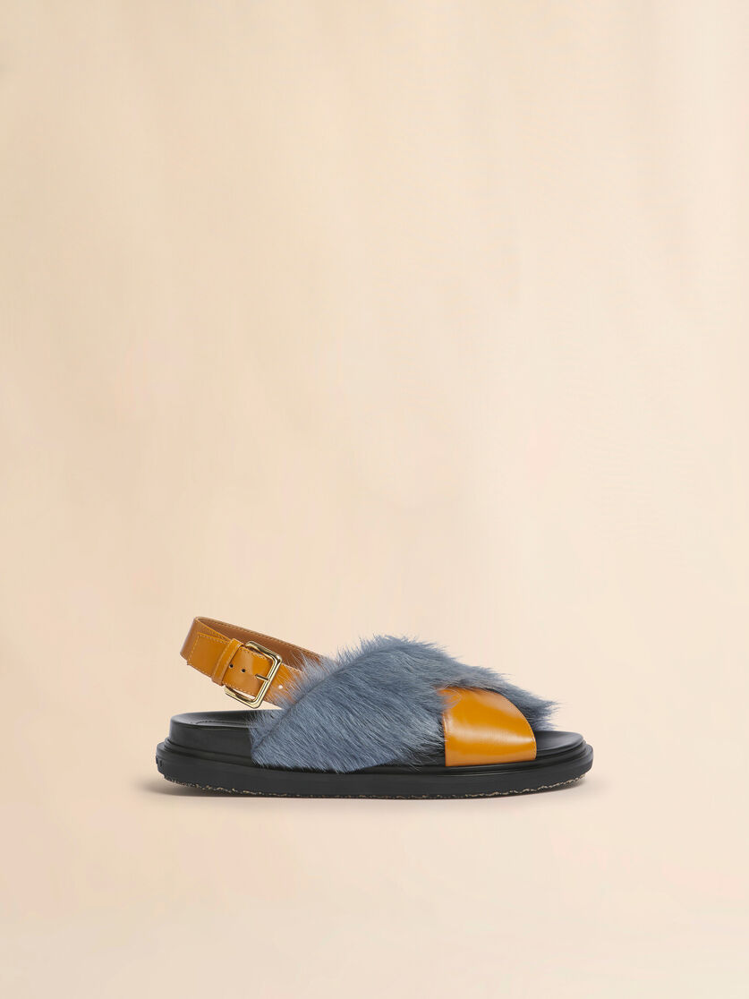 stutterheim x marni Tan and blue long-hair and leather Fussbett