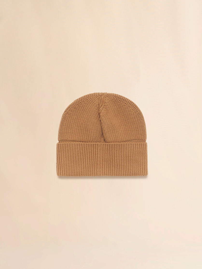 Stutterheim X Marni Tan Wool Fisherman's Rib Beanie With Marni Patch
