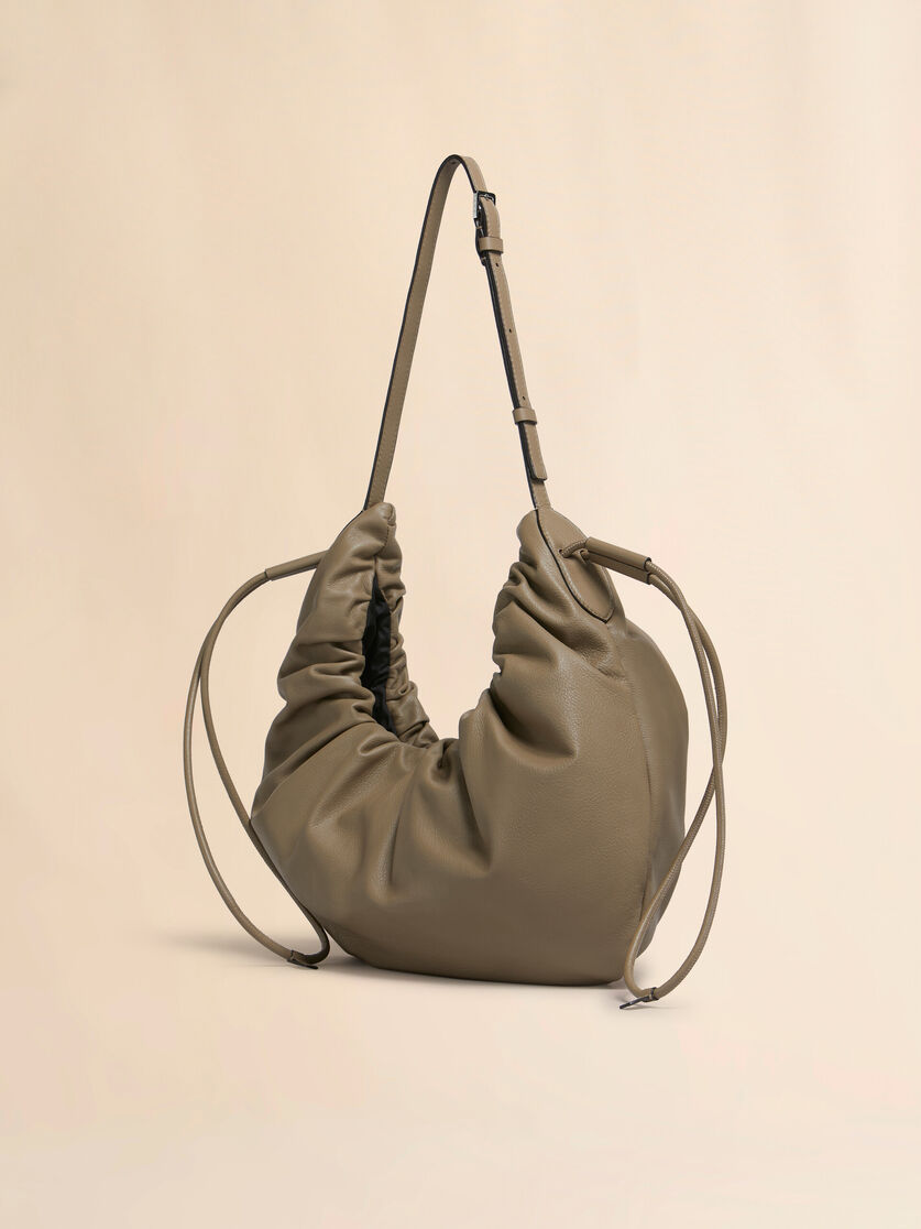 Stutterheim X Marni Taupe Leather Scrunchie Small Hobo Bag