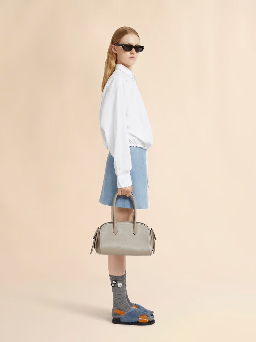 Stutterheim X Marni Taupe Leather Tulipea Small Top-handle