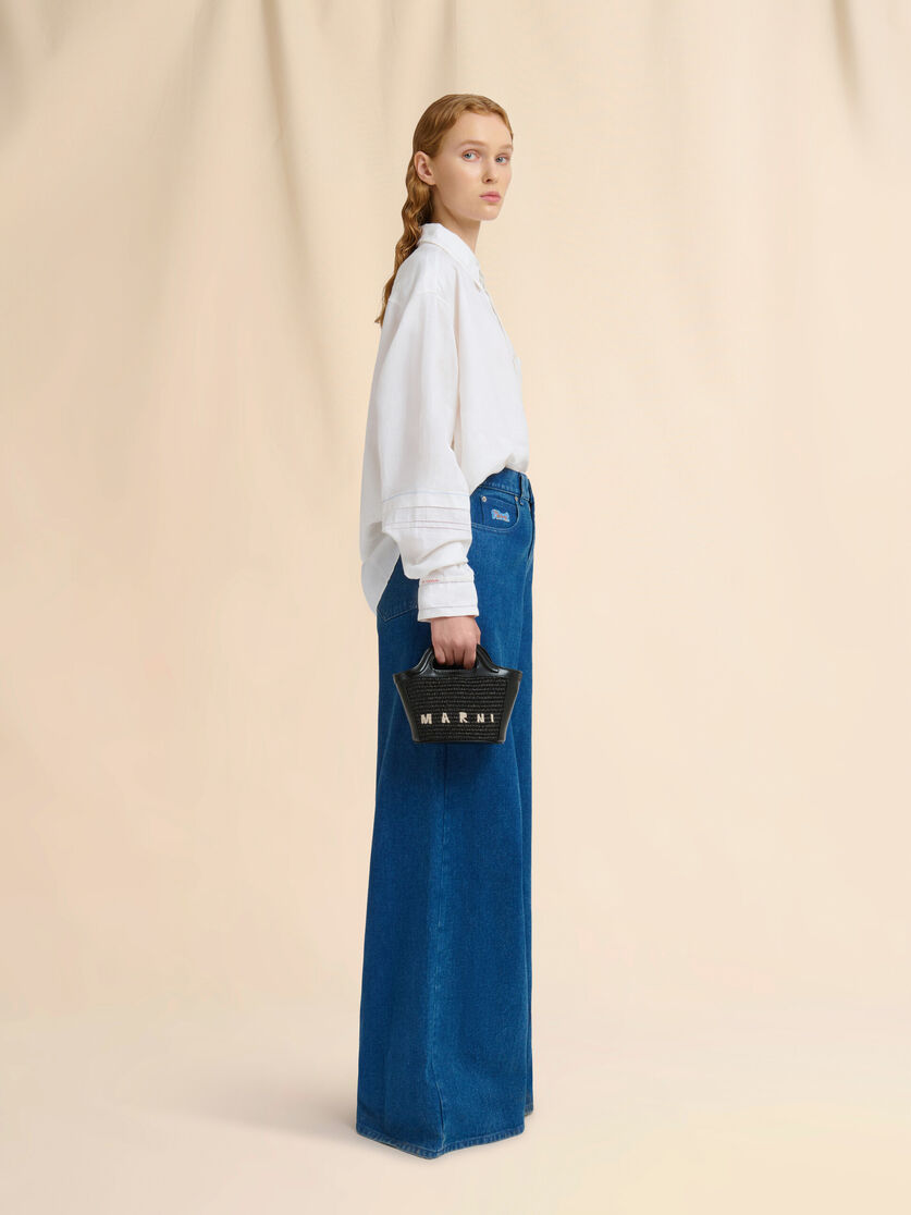 Stutterheim X Marni Tropicalia Micro Bag In Black Leather And Raffia-effect Fabric