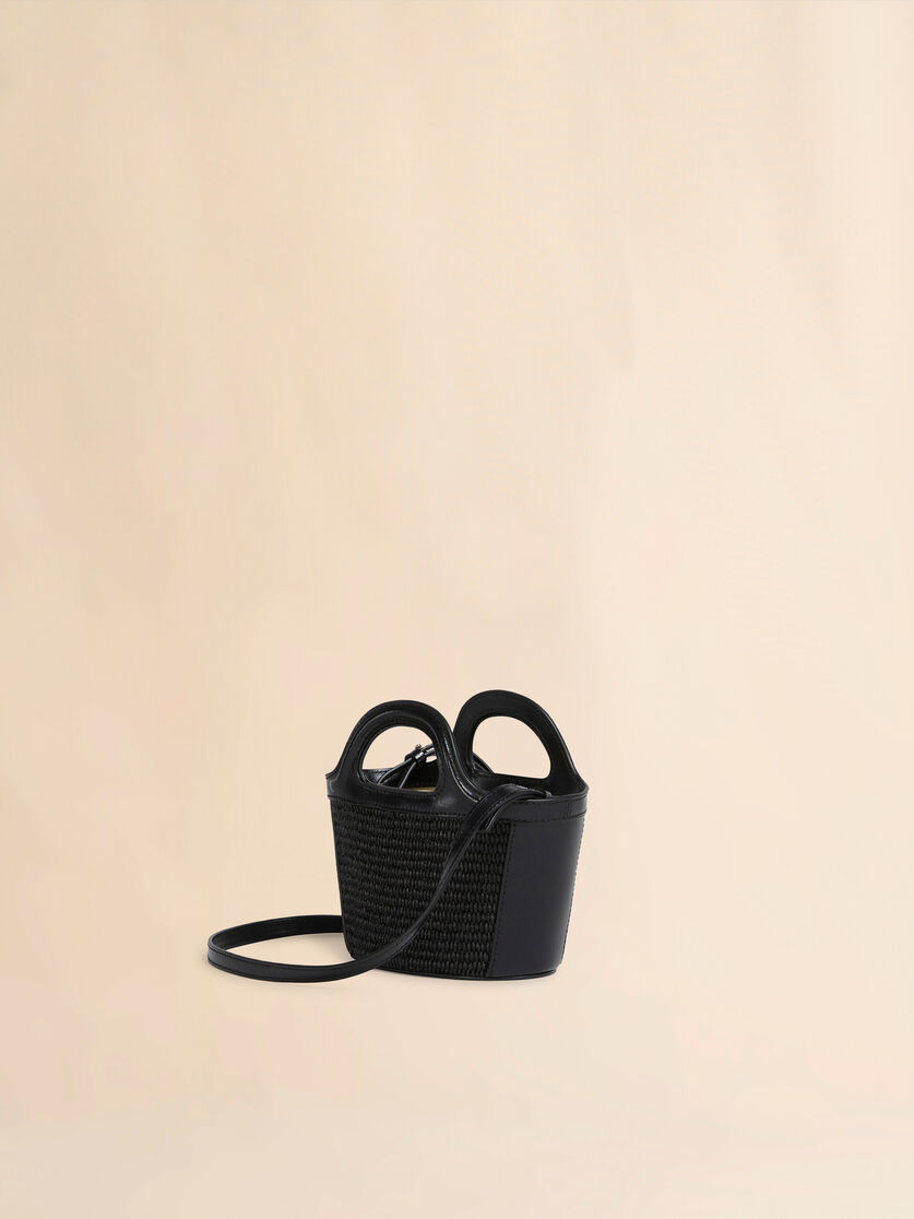Stutterheim X Marni Tropicalia Micro Bag In Black Leather And Raffia-effect Fabric