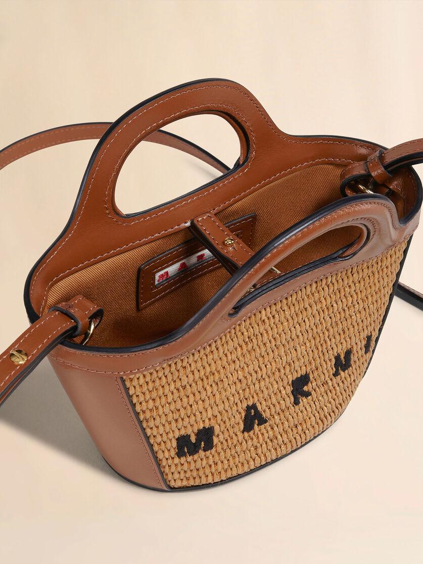 Stutterheim X Marni Tropicalia Micro Bag In Brown Leather And Raffia-effect Fabric