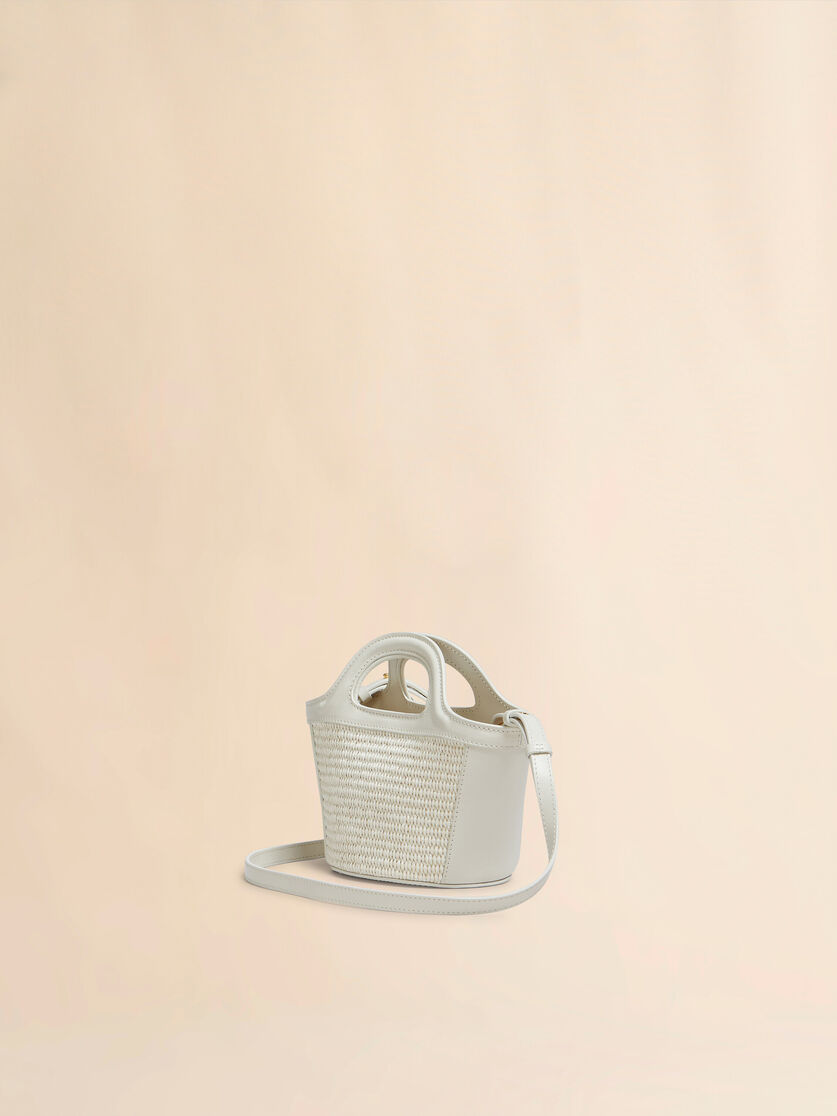 Stutterheim X Marni Tropicalia Micro Bag In Ivory Leather And Raffia-effect Fabric