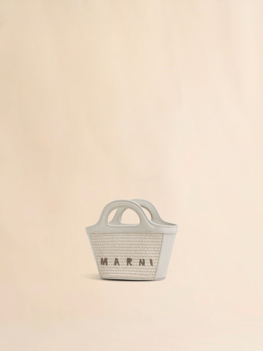 Stutterheim X Marni Tropicalia Micro Bag In Ivory Leather And Raffia-effect Fabric