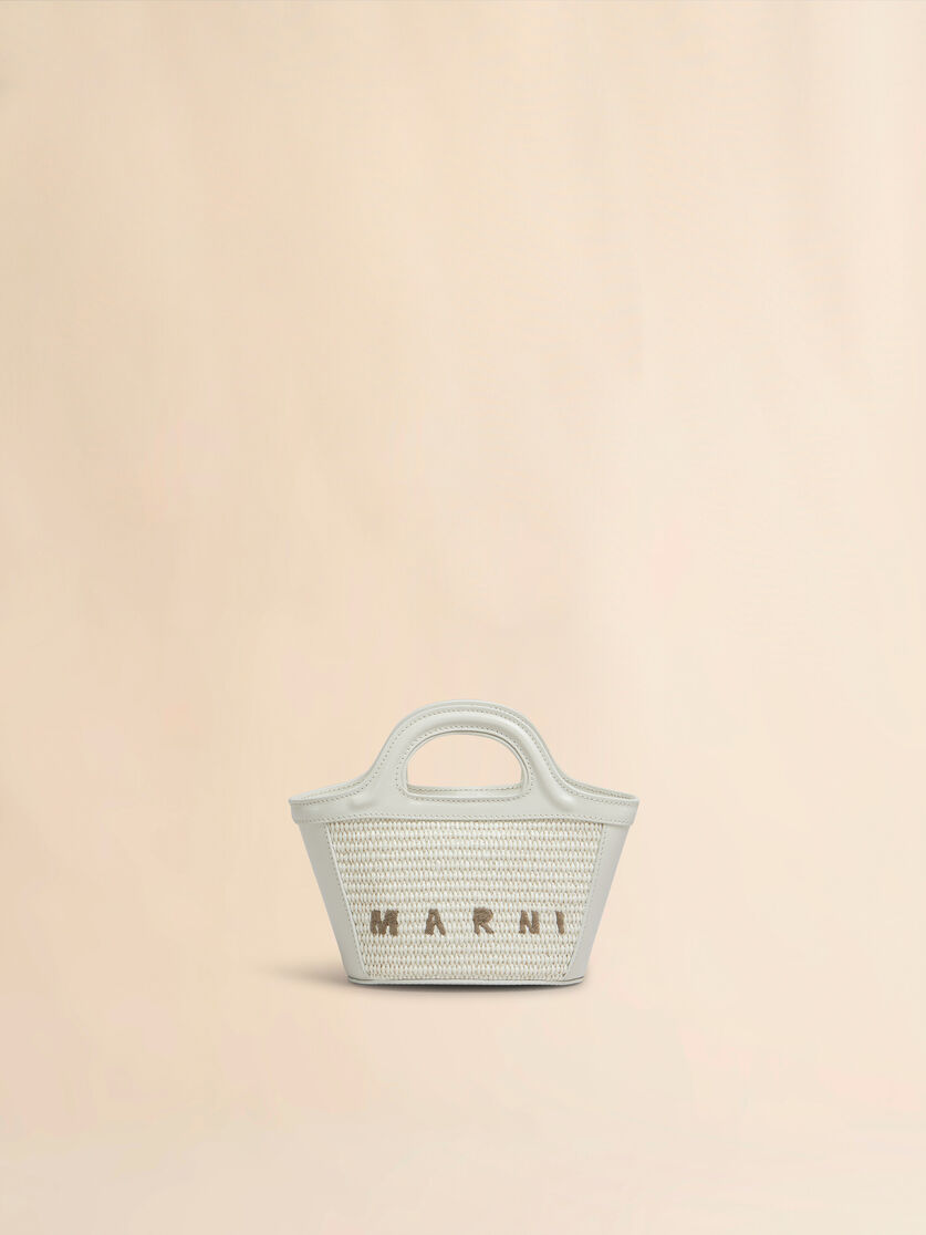 stutterheim x marni Tropicalia Micro Bag in ivory leather and raffia-effect fabric