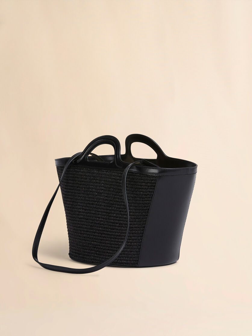 Stutterheim X Marni Tropicalia Small Bag In Black Leather And Raffia-effect Fabric