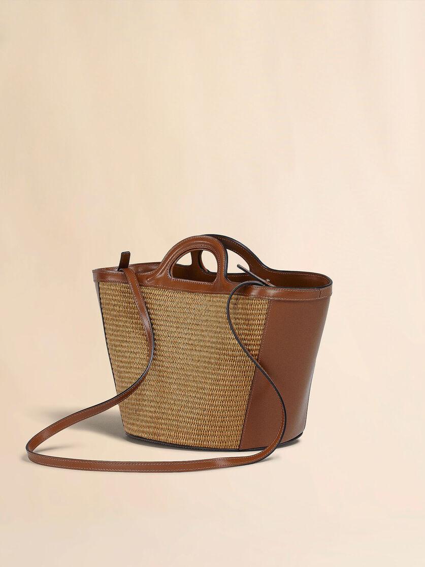 Stutterheim X Marni Tropicalia Small Bag In Brown Leather And Raffia-effect Fabric