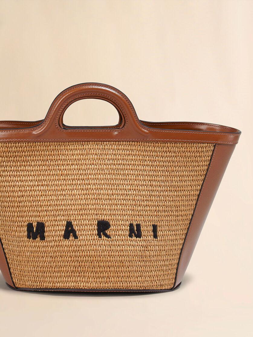 Stutterheim X Marni Tropicalia Small Bag In Brown Leather And Raffia-effect Fabric