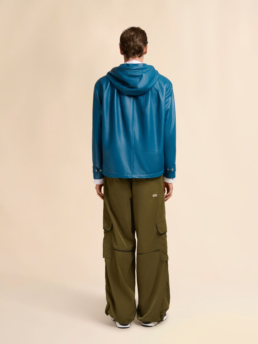 Stutterheim X Marni Turquoise Nappa Leather Jacket With Suede Front