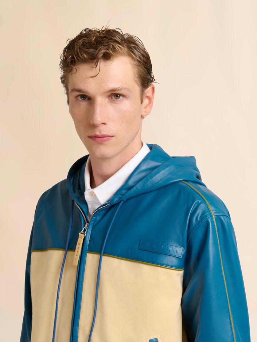 Stutterheim X Marni Turquoise Nappa Leather Jacket With Suede Front