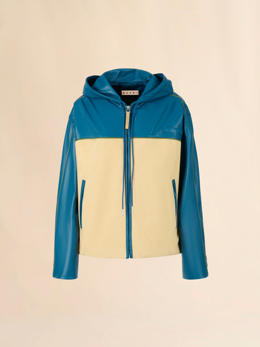 stutterheim x marni Turquoise nappa leather jacket with suede front