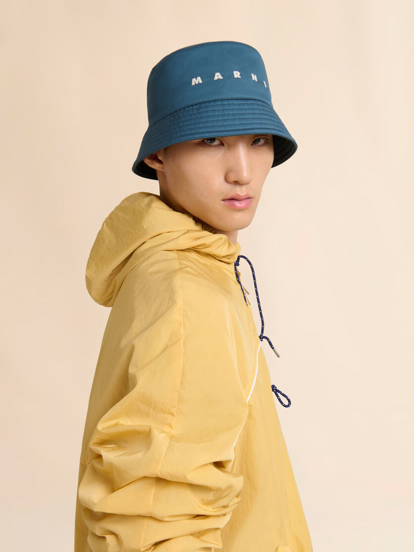 Stutterheim X Marni Turquoise Water-repellent Gabardine Bucket Hat With Embroidered Logo