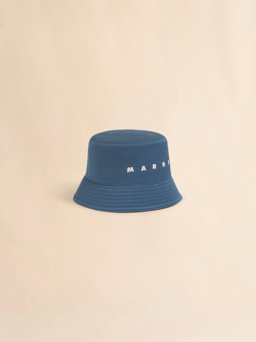 stutterheim x marni Turquoise water-repellent gabardine bucket hat with embroidered logo