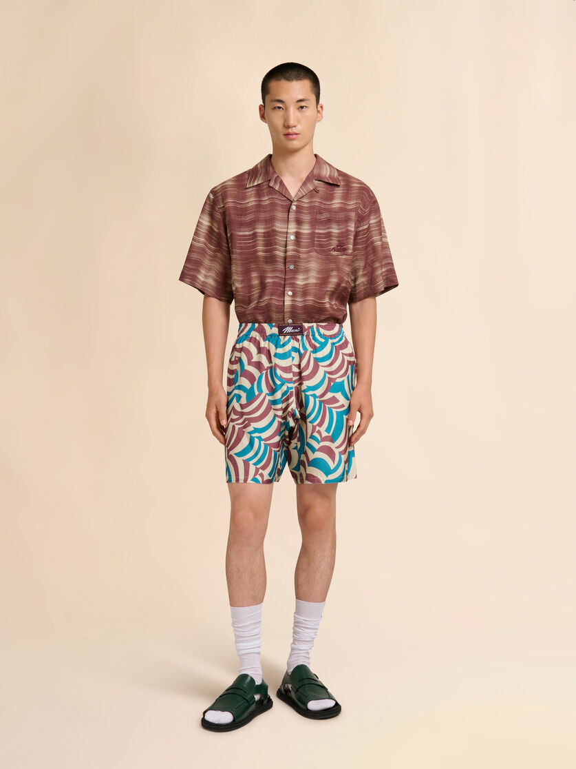Stutterheim X Marni Viscose Twill Bermuda Shorts With Multicoloured Yoyo Print